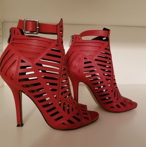 Red caged heels